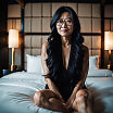 buxom_older_japanese_female_sitting_on_the_bed