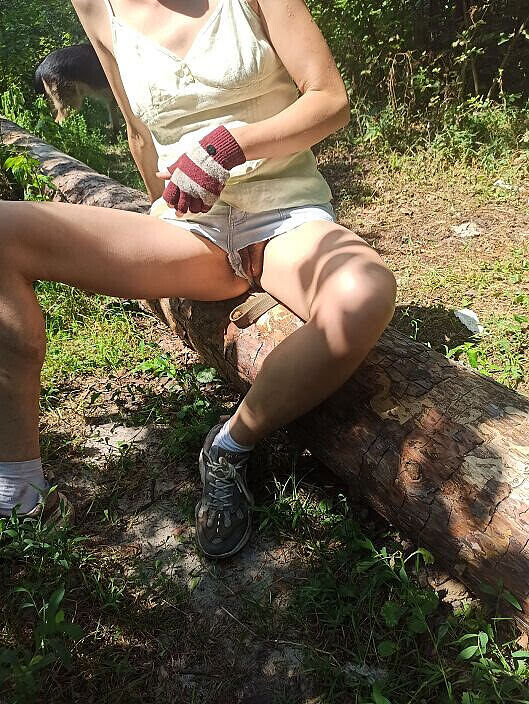 В шортиках , почти не видно