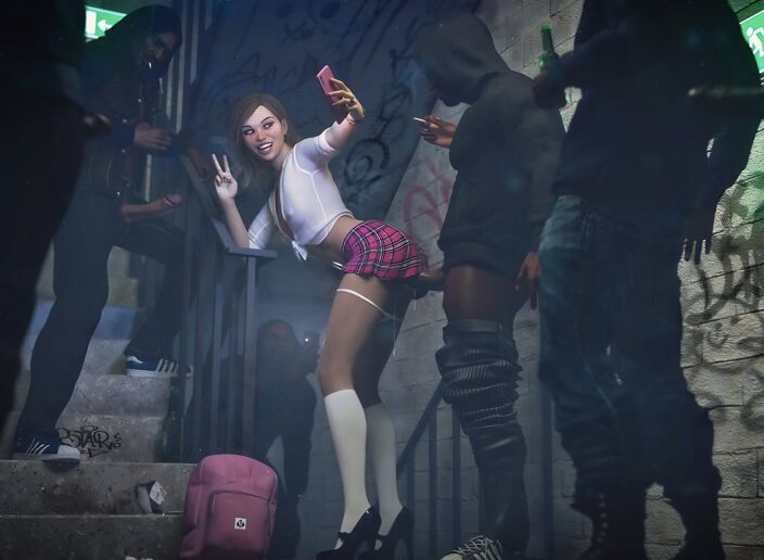 Поймали в подъезде)