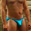Ring sided bikini lycra pouch turquoise full back