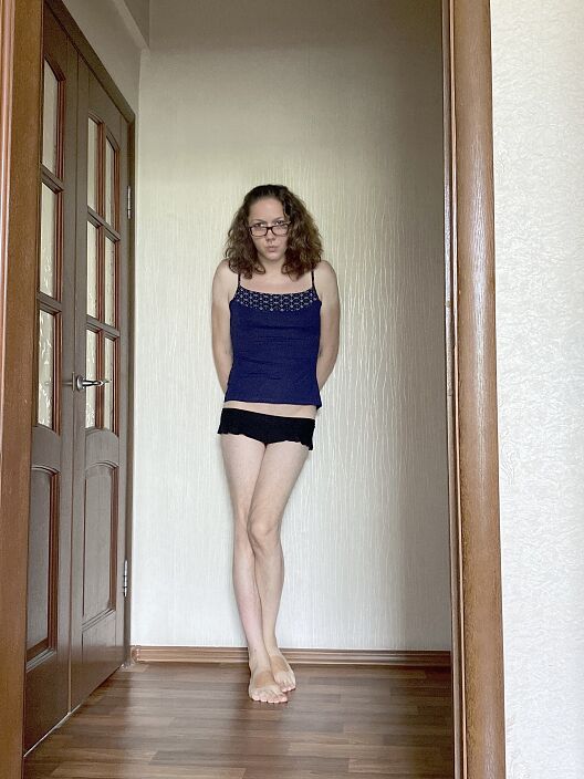 В синем