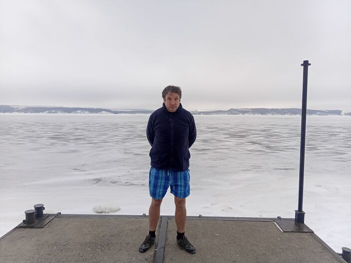 Me by a frozen river