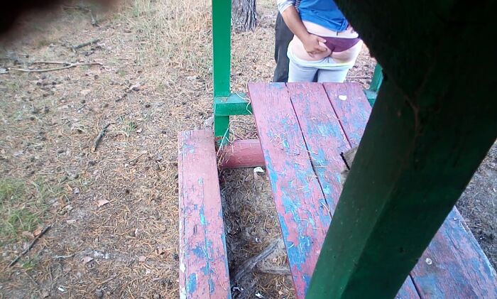 Ебу в беседке большую жопу Катюхи!