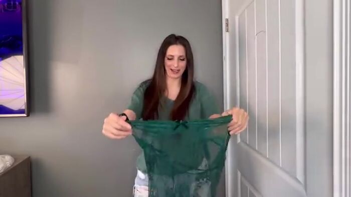 Greeb Transparent Dress Try On