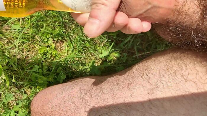 My foreskin fun with bottle of beer