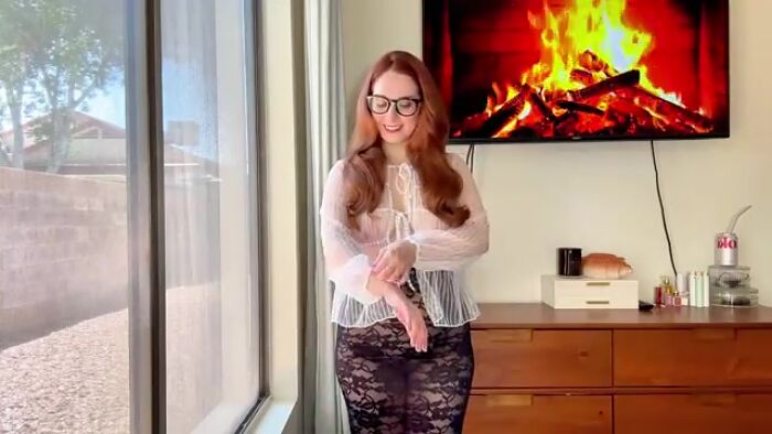 Transparent Office Siren Outfits Try-On