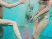 College babes swim naked